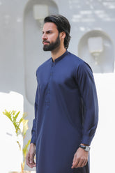 Stitched Kurta With Matching Shalwar for Men - Royal Blue